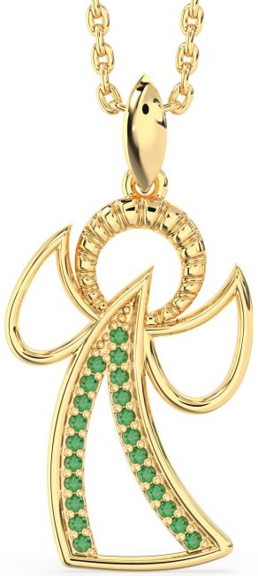 Emerald Gold Angel Necklace