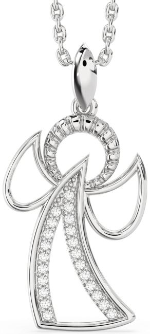 Diamond Silver Angel Necklace