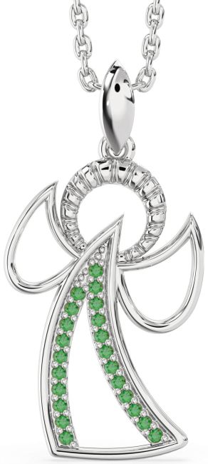 Emerald White Gold Angel Necklace