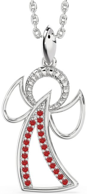 Ruby Platinum Angel Necklace