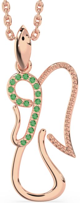 Emerald Rose Gold Silver Angel Necklace