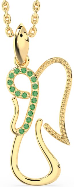 Emerald Gold Silver Angel Necklace