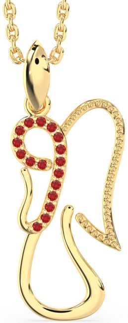Ruby Gold Angel Necklace