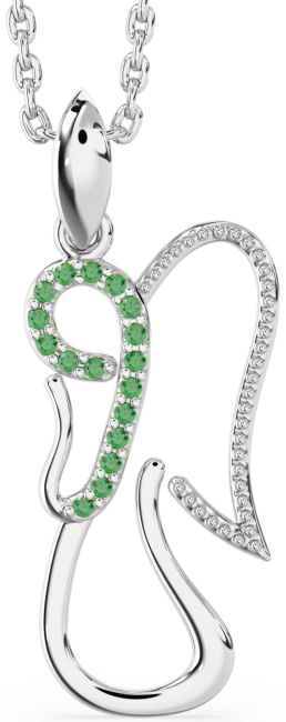 Emerald Silver Angel Necklace