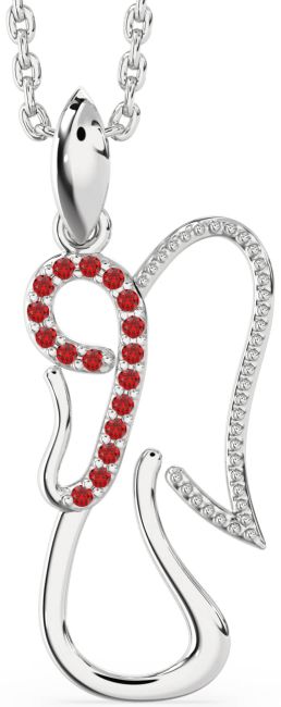 Ruby Platinum Angel Necklace