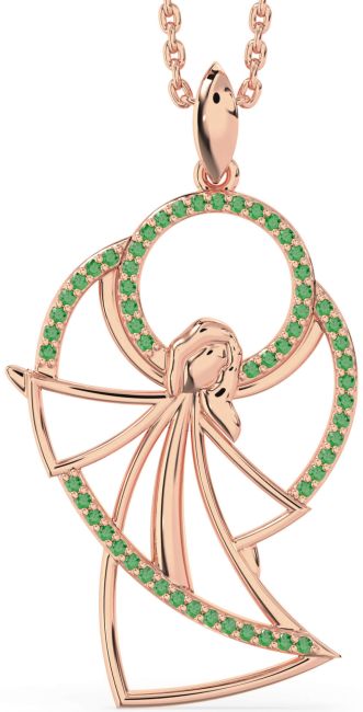 Large Emerald Rose Gold Angel Necklace