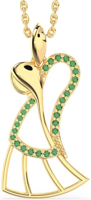 Emerald Gold Angel Necklace