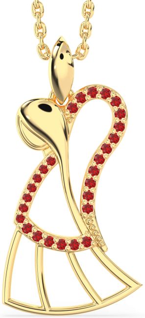 Ruby Gold Silver Angel Necklace