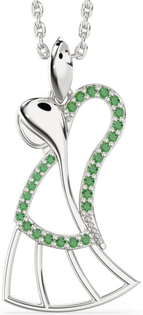 Emerald Platinum Angel Necklace
