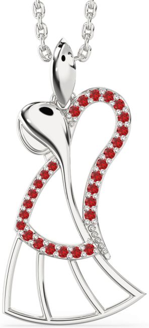 Ruby Silver Angel Necklace