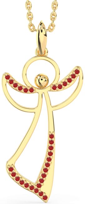 Large Ruby Gold Angel Necklace