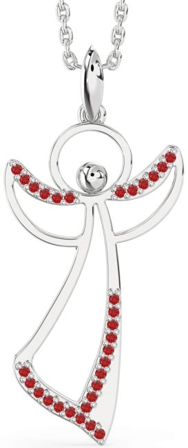Large Ruby Platinum Angel Necklace