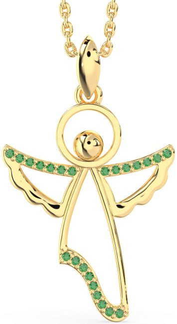 Emerald Gold Angel Necklace