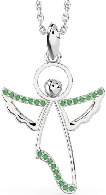 Emerald Silver Angel Necklace