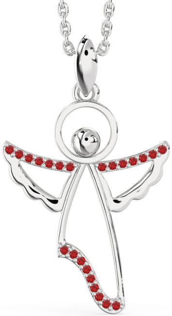 Ruby Silver Angel Necklace