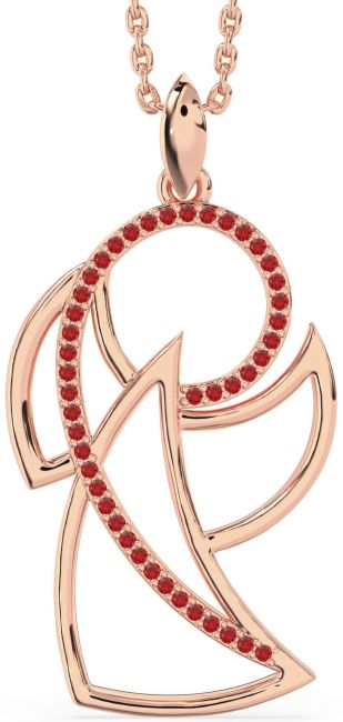 Large Ruby Rose Gold Angel Necklace