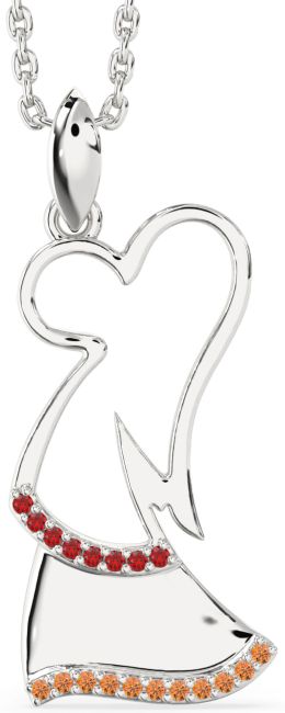 Ruby & Citrine Platinum Angel Necklace