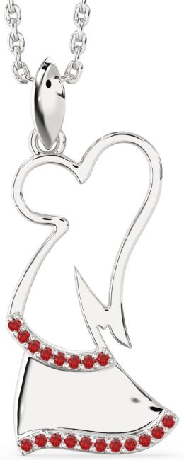 Ruby Platinum Angel Necklace