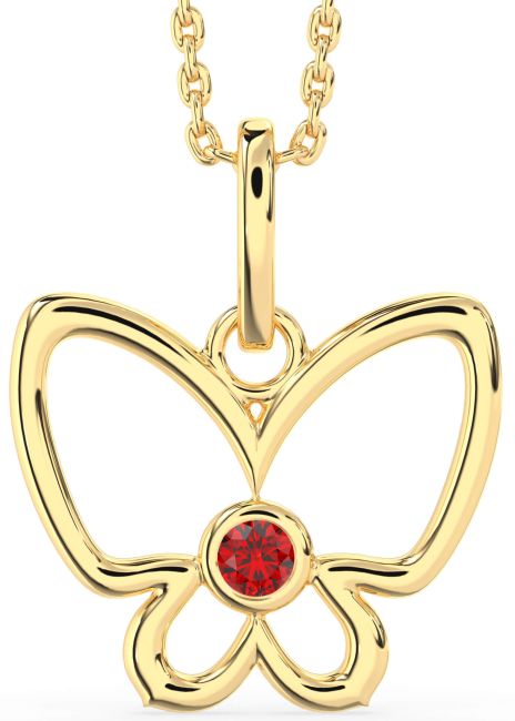 Ruby Gold Butterfly Necklace
