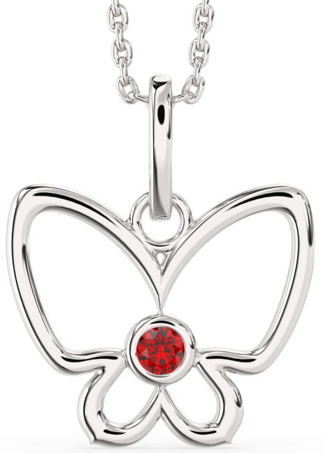 Ruby Platinum Butterfly Necklace