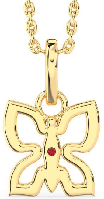 Ruby Gold Butterfly Necklace