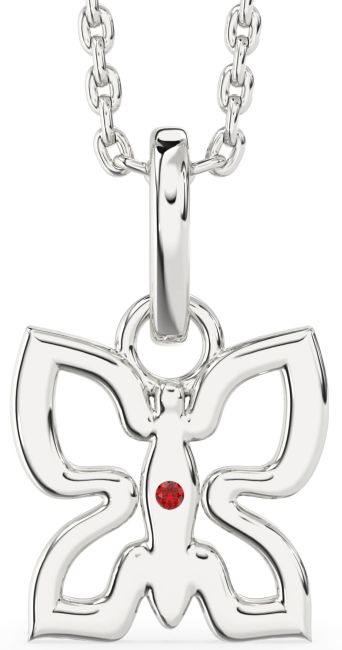 Ruby Platinum Butterfly Necklace