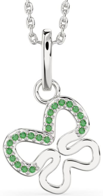 Emerald Silver Butterfly Necklace