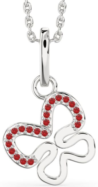 Ruby Platinum Butterfly Necklace