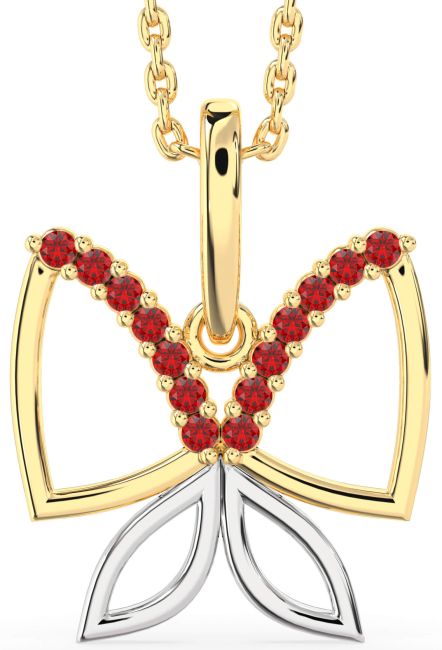 Ruby Gold Silver Butterfly Necklace