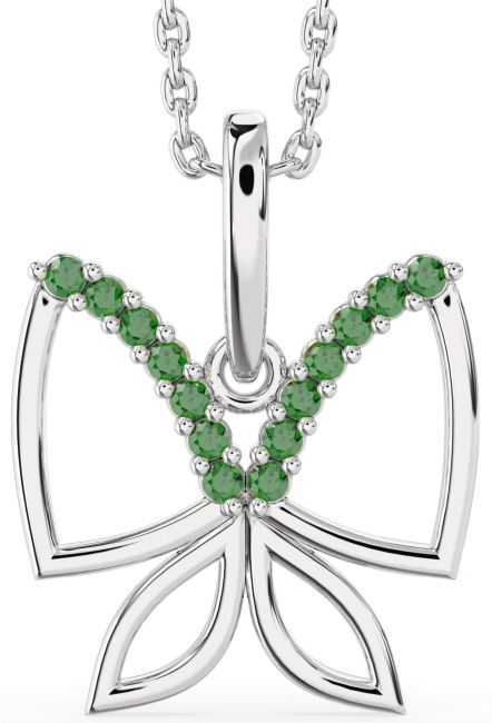 Emerald Silver Butterfly Necklace