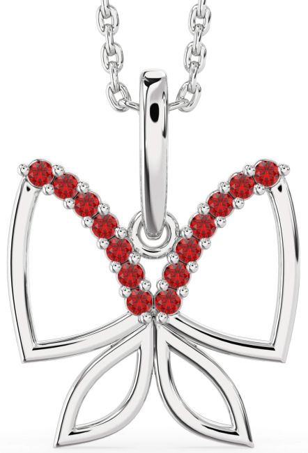 Ruby Platinum Butterfly Necklace