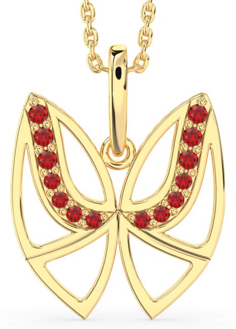 Ruby Gold Butterfly Necklace