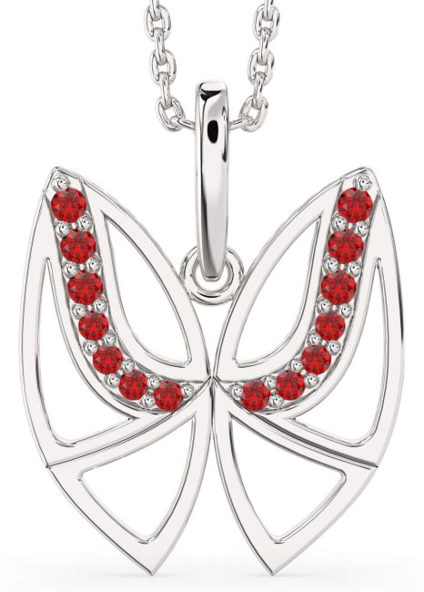 Ruby Silver Butterfly Necklace