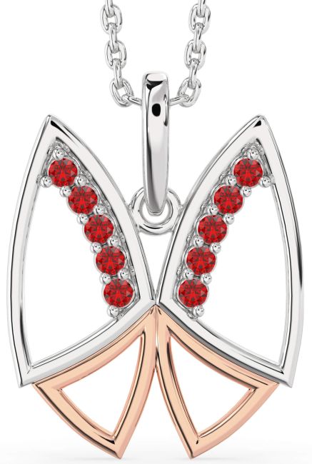 Ruby Platinum & Rose Gold Butterfly Necklace