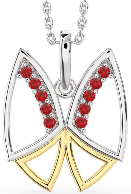 Ruby Gold Silver Butterfly Necklace