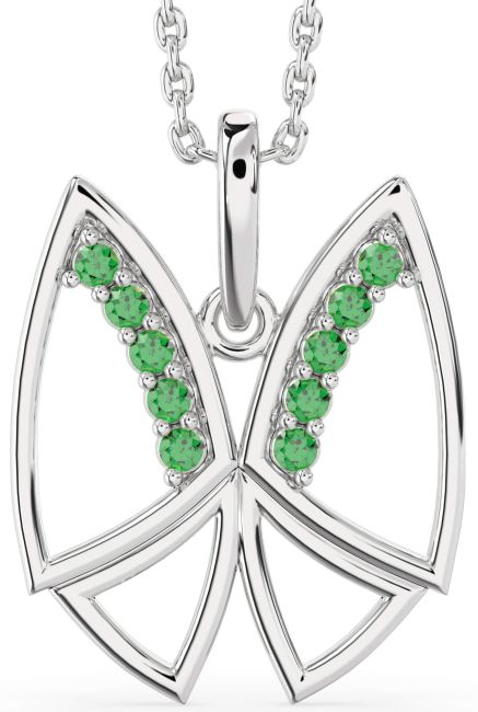 Emerald Silver Butterfly Necklace