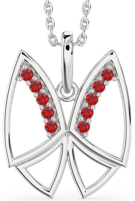 Ruby Platinum Butterfly Necklace