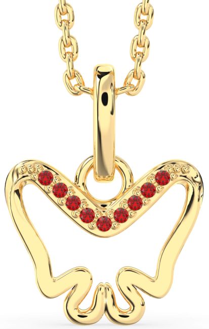 Ruby Gold Butterfly Necklace