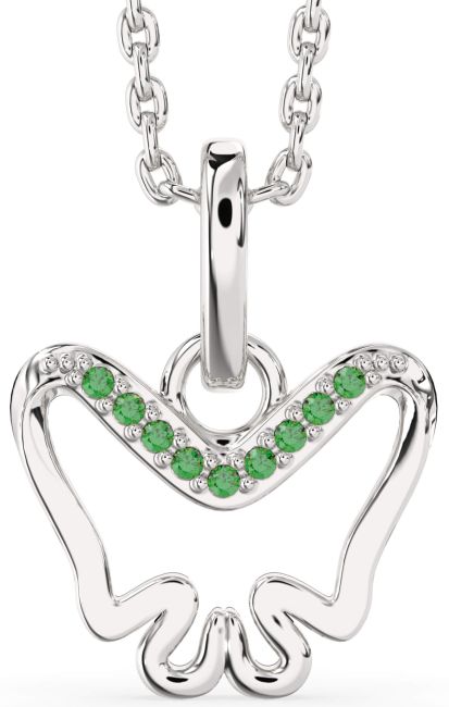 Emerald Silver Butterfly Necklace