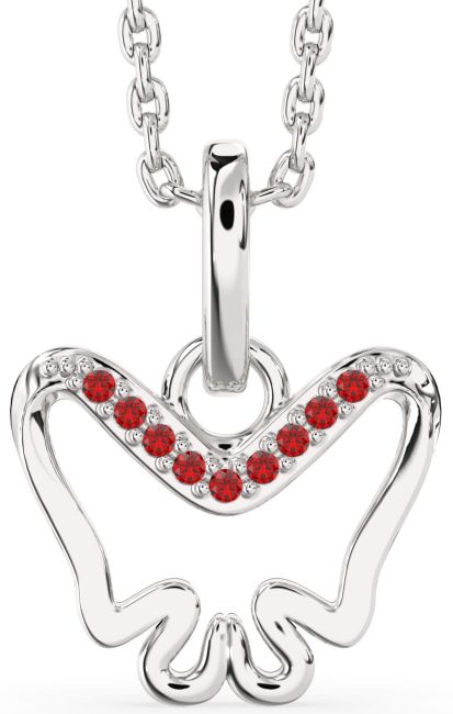 Ruby Silver Butterfly Necklace