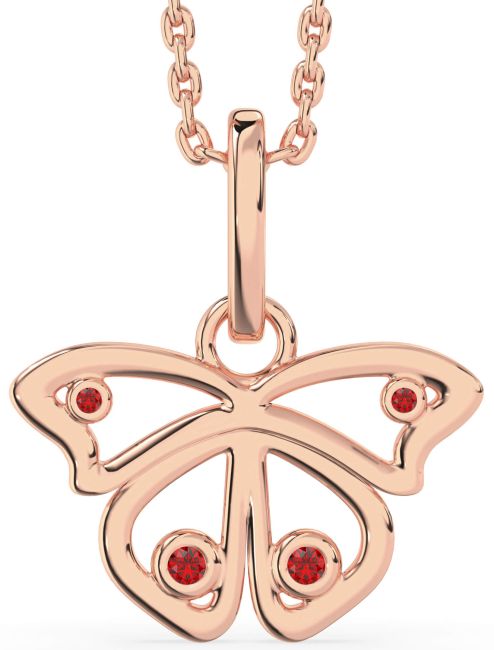 Ruby Rose Gold Silver Butterfly Necklace