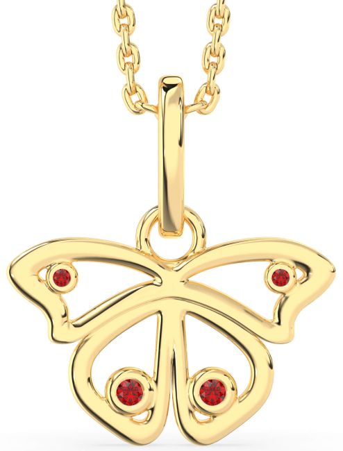 Ruby Gold Butterfly Necklace