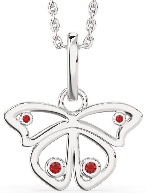 Ruby Silver Butterfly Necklace