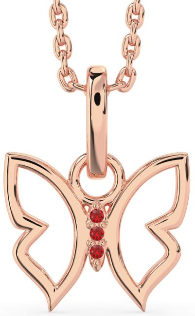 Ruby Rose Gold Silver Butterfly Necklace