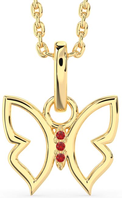 Ruby Gold Butterfly Necklace