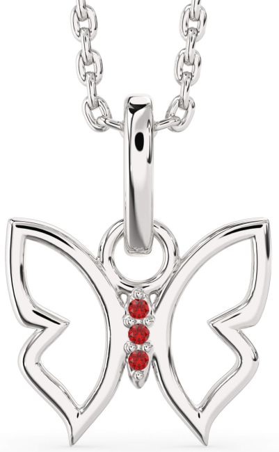 Ruby Platinum Butterfly Necklace