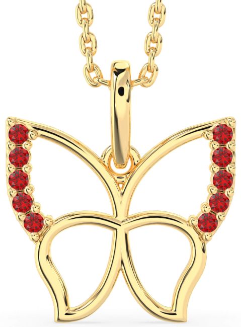 Ruby Gold Butterfly Necklace