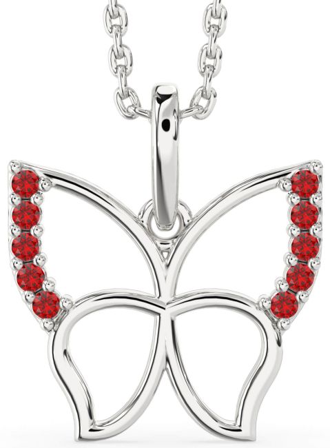 Ruby Platinum Butterfly Necklace