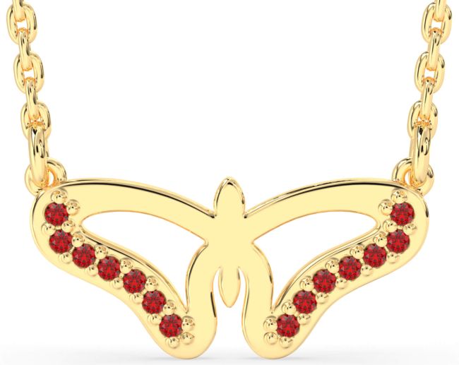 Ruby Gold Butterfly Necklace