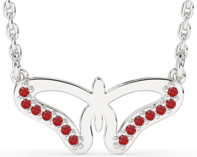 Ruby Platinum Butterfly Necklace